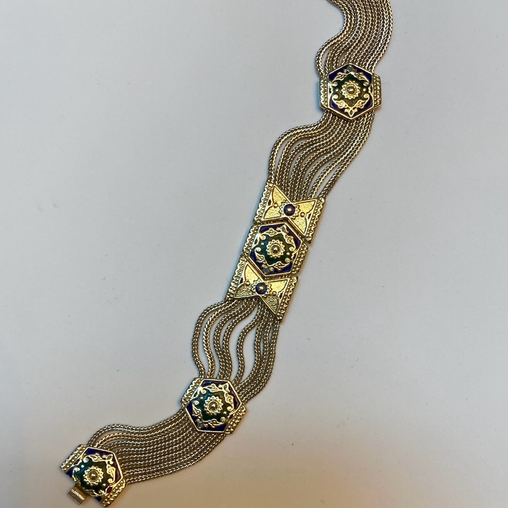 Turkish Silver enamel bracelet 925 The Museum Shop 80s vintage
